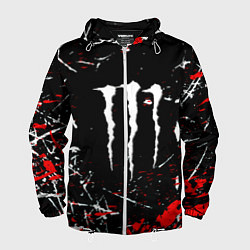 Ветровка с капюшоном мужская Monster energy штрихи, цвет: 3D-белый