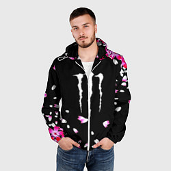 Ветровка с капюшоном мужская Monster energy sakura, цвет: 3D-белый — фото 2