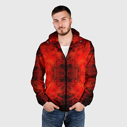 Ветровка с капюшоном мужская Красно-черная кожа дракона, цвет: 3D-черный — фото 2