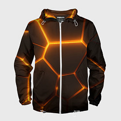 Ветровка с капюшоном мужская Оранжевое свечение текстура, цвет: 3D-белый