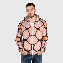 Ветровка с капюшоном мужская Розовые пятна жирафа, цвет: 3D-белый — фото 2