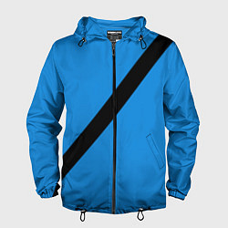 Ветровка с капюшоном мужская Пристегнутый ремень безопасности, синий, цвет: 3D-черный