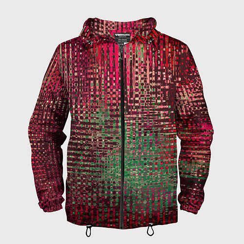 Мужская ветровка Текстурный тёмный красно-зелёный / 3D-Черный – фото 1