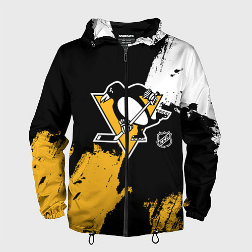 Мужская ветровка Питтсбург Пингвинз - брызги / 3D-Черный – фото 1