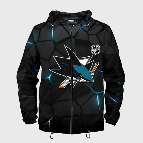 Мужская ветровка Сан Хосе Шаркс - плиты с подсветкой / 3D-Черный – фото 1