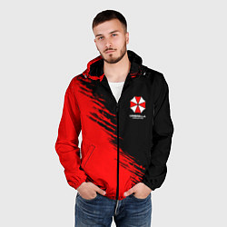 Ветровка с капюшоном мужская Umbrella Corp - red and black, цвет: 3D-черный — фото 2