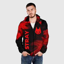 Ветровка с капюшоном мужская Stray - red gradient вертикально, цвет: 3D-черный — фото 2