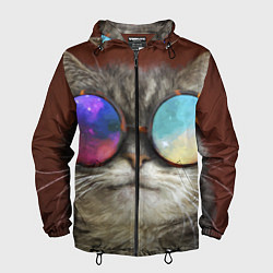 Мужская ветровка A Cat with multicolored glasses