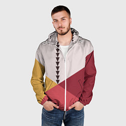 Ветровка с капюшоном мужская Колор-блок фруктовый чиа пудинг, цвет: 3D-белый — фото 2