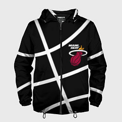 Ветровка с капюшоном мужская Майами Хит - баскетбольный линии, цвет: 3D-черный
