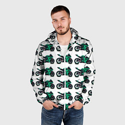 Ветровка с капюшоном мужская Motorcycle turquoise, цвет: 3D-белый — фото 2