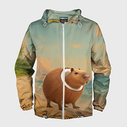 Ветровка с капюшоном мужская Бурбалони Лулиоли мем, цвет: 3D-белый