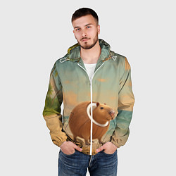 Ветровка с капюшоном мужская Бурбалони Лулиоли мем, цвет: 3D-белый — фото 2