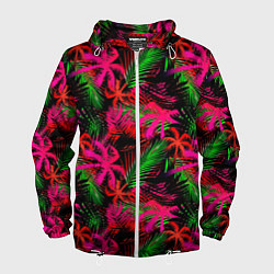 Ветровка с капюшоном мужская Palm red pink, цвет: 3D-белый