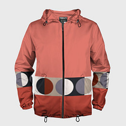 Ветровка с капюшоном мужская Луна Малевича розовый томат, цвет: 3D-черный