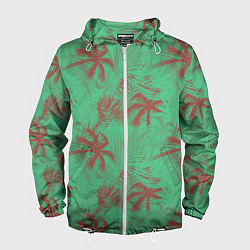 Ветровка с капюшоном мужская Palm brown turquoise, цвет: 3D-белый