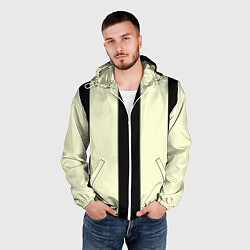 Ветровка с капюшоном мужская Color black beige line, цвет: 3D-белый — фото 2