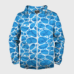 Ветровка с капюшоном мужская Волновая рябь на поверхности воды паттерн, цвет: 3D-белый