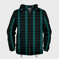 Ветровка с капюшоном мужская Color blue dark stripe, цвет: 3D-черный