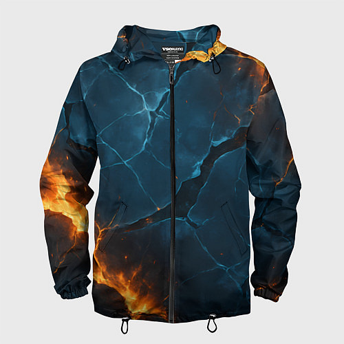 Мужская ветровка Разлом плит с огнем / 3D-Черный – фото 1