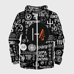 Ветровка с капюшоном мужская Twenty one pilots rock logo, цвет: 3D-белый