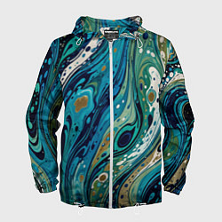 Мужская ветровка Сине-зеленый абстрактный узор