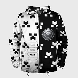 Ветровка с капюшоном мужская Doom x minecraft pattern, цвет: 3D-черный