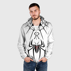 Ветровка с капюшоном мужская Паук на белом - the web of Fate, цвет: 3D-белый — фото 2