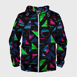 Ветровка с капюшоном мужская Геометрия глитч, цвет: 3D-белый