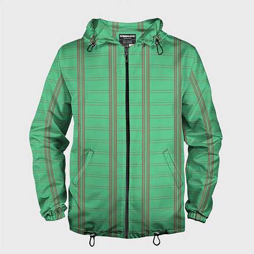 Мужская ветровка Color green cage brown stripes / 3D-Черный – фото 1
