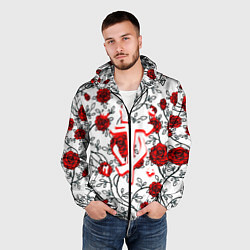 Ветровка с капюшоном мужская Doom розы, цвет: 3D-черный — фото 2