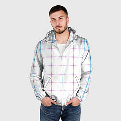 Ветровка с капюшоном мужская Color white blue stripes, цвет: 3D-белый — фото 2
