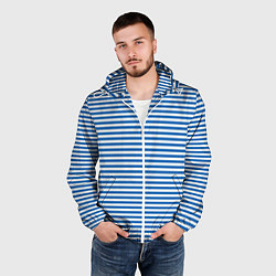 Ветровка с капюшоном мужская Тельняшка десантника с полосами, цвет: 3D-белый — фото 2