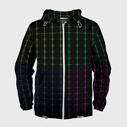 Ветровка с капюшоном мужская Color black multicolored stripes, цвет: 3D-белый