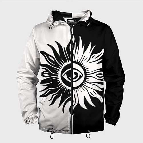 Мужская ветровка Солнце черно-белое / 3D-Черный – фото 1