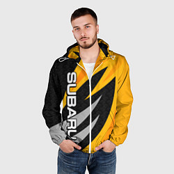 Ветровка с капюшоном мужская Субару - желтый, цвет: 3D-белый — фото 2