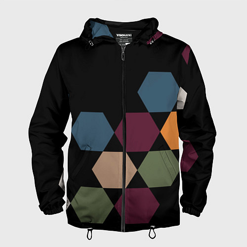 Мужская ветровка Honeycombs autumn colors / 3D-Черный – фото 1