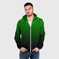 Ветровка с капюшоном мужская Green gradient, цвет: 3D-белый — фото 2