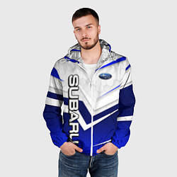 Ветровка с капюшоном мужская Субару - белый и синий, цвет: 3D-белый — фото 2