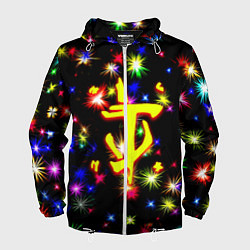 Ветровка с капюшоном мужская Doom новогодние искры, цвет: 3D-белый