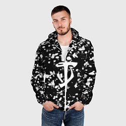 Ветровка с капюшоном мужская Дум белые брызги красок, цвет: 3D-белый — фото 2