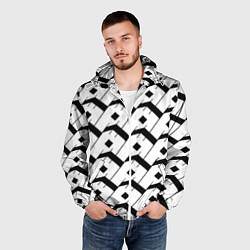 Ветровка с капюшоном мужская Три буквы: чёрные, цвет: 3D-белый — фото 2