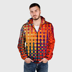 Ветровка с капюшоном мужская Красно-жёлтый абстракция, цвет: 3D-черный — фото 2