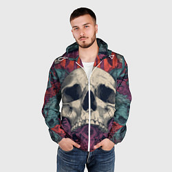 Ветровка с капюшоном мужская Металл арт - хардкор - череп, цвет: 3D-белый — фото 2