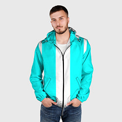 Ветровка с капюшоном мужская Color blue and white, цвет: 3D-черный — фото 2