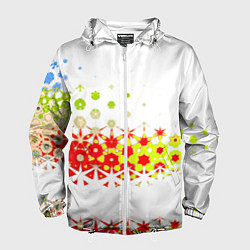 Ветровка с капюшоном мужская Узорчатые разводы на белом, цвет: 3D-белый