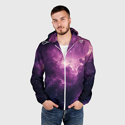 Ветровка с капюшоном мужская Облака в космосе, цвет: 3D-белый — фото 2