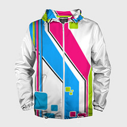 Ветровка с капюшоном мужская Цветное абстрактное искусство, цвет: 3D-белый