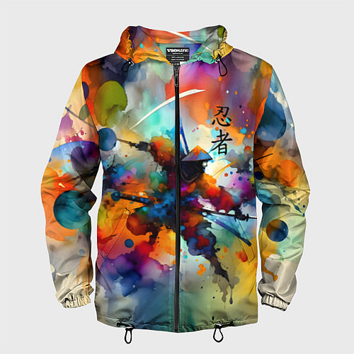 Мужская ветровка Ninja - watercolor impressionism / 3D-Черный – фото 1