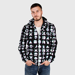Ветровка с капюшоном мужская Любовь смерть и роботы глитч, цвет: 3D-белый — фото 2